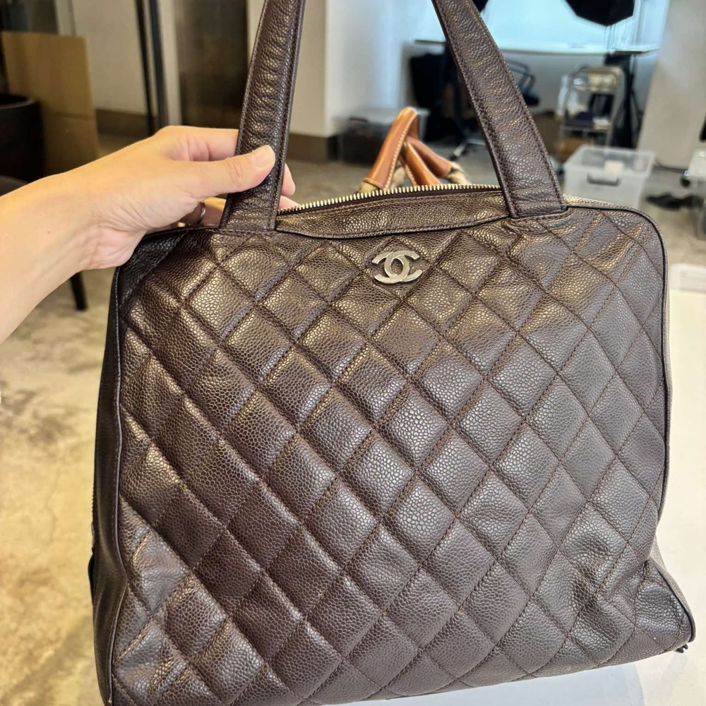 Chanel Brown Quilted Leather Tote Bag